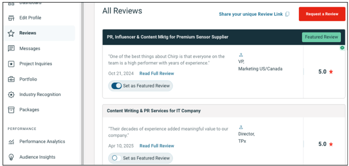 Steps to Set a Featured Review